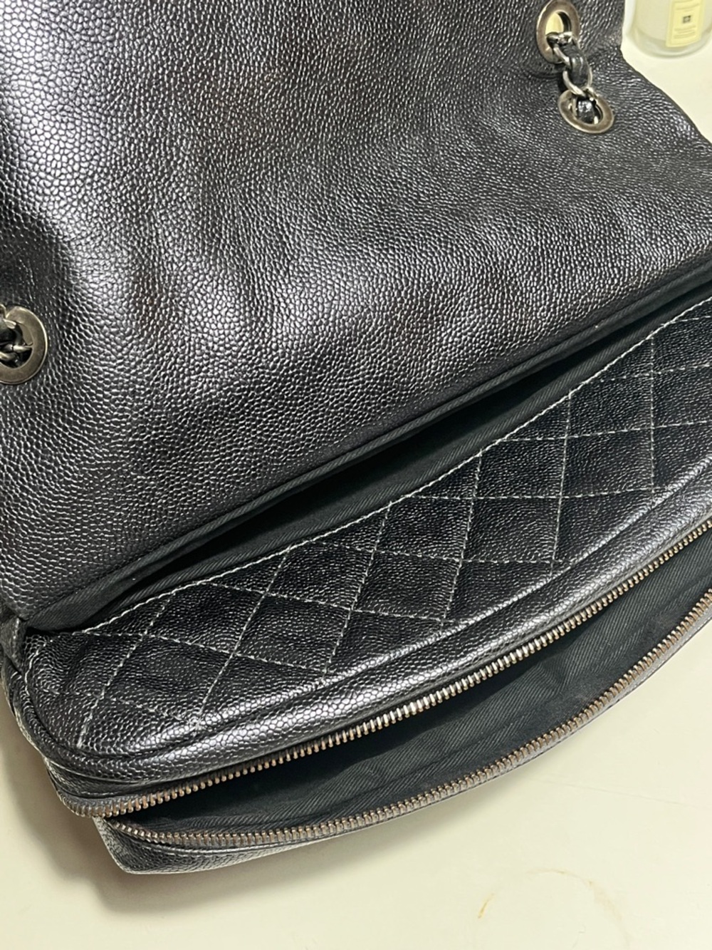 CHANEL Quilted Caviar Leather Jumbo Airplane Double Flap Shoulder Bag - Picture 13 of 16